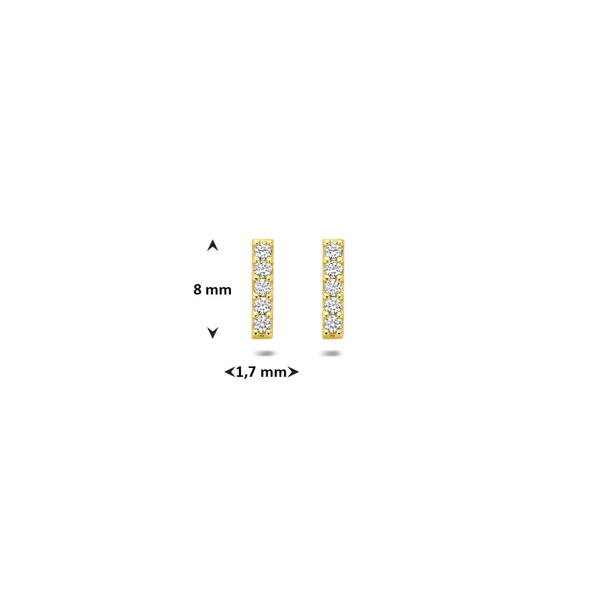 Ohrstecker Balken Zirkonia 8 mm 14K Gelbgold