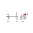 Ohrstecker Emaille Einhorn rhodiniert