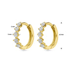Klapoorringen zirkonia 14k geelgoud