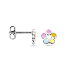 Ohrstecker Emaille Blume rhodiniert
