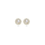 Ohrstecker Perlen und Zirkonia 6,5 mm 14K Gelbgold