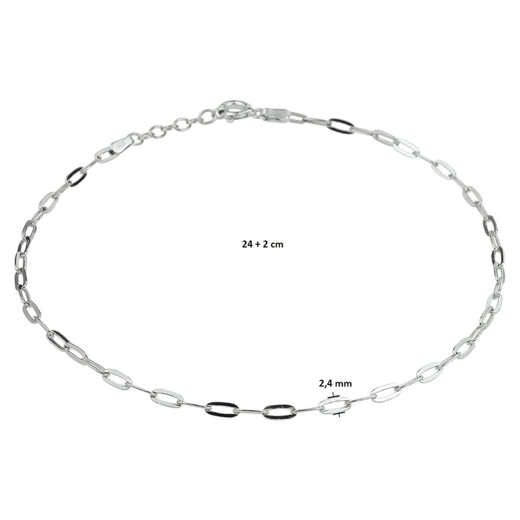 Knöchelriemen Büroklammer Flachrohr 2,4 mm Silber rhodiniert