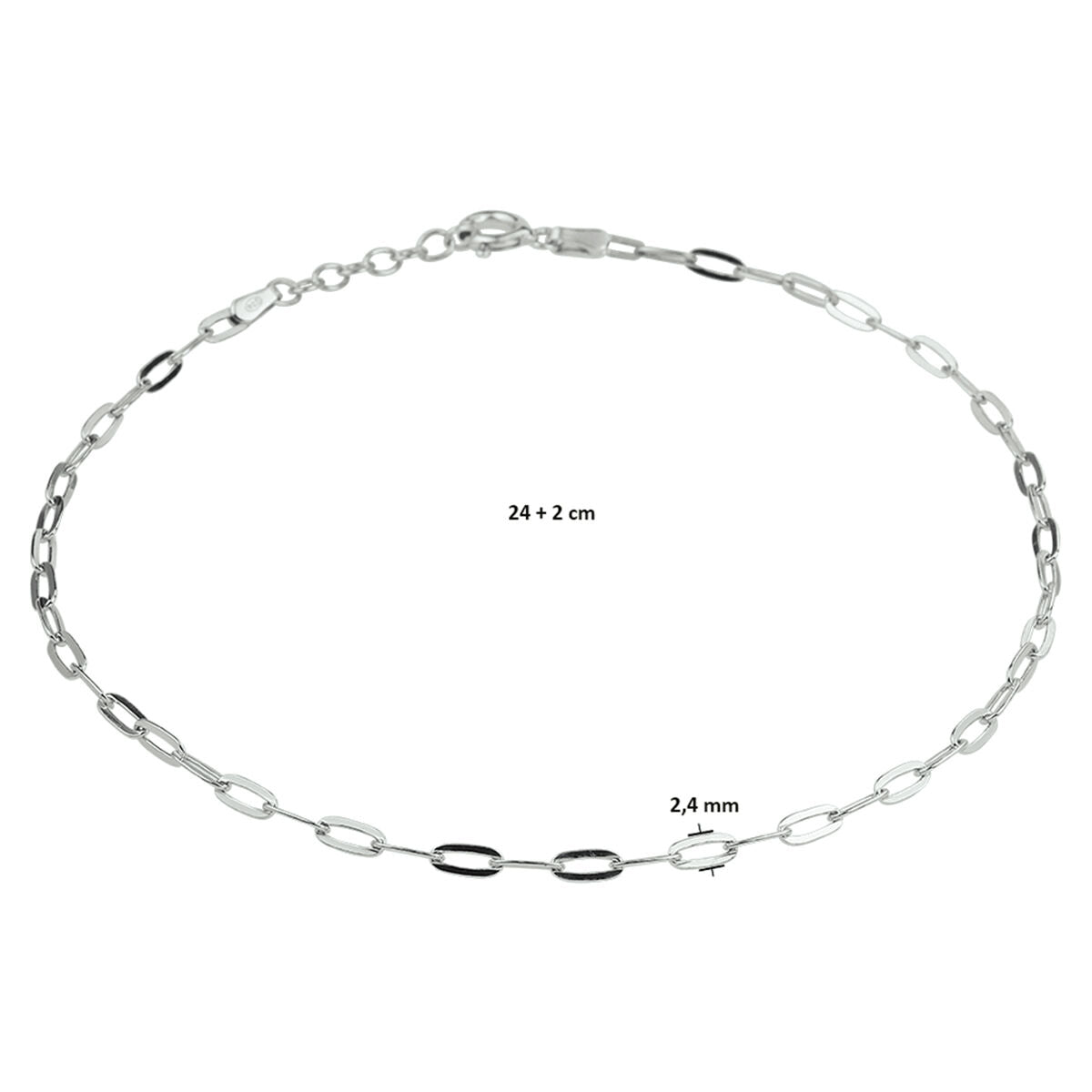 Knöchelriemen Büroklammer Flachrohr 2,4 mm Silber rhodiniert