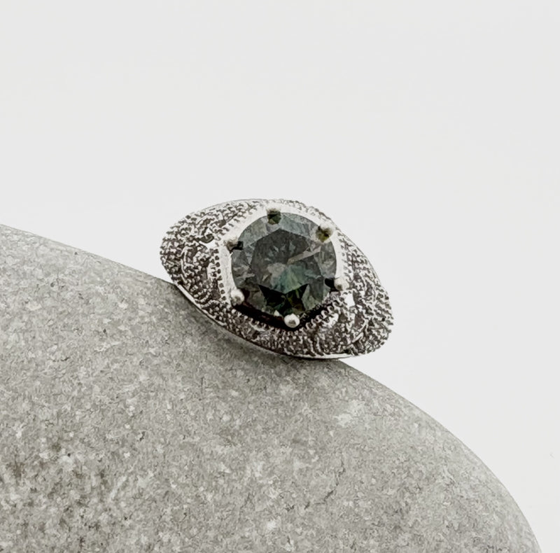 Handgemaakte zilveren moissanite ring