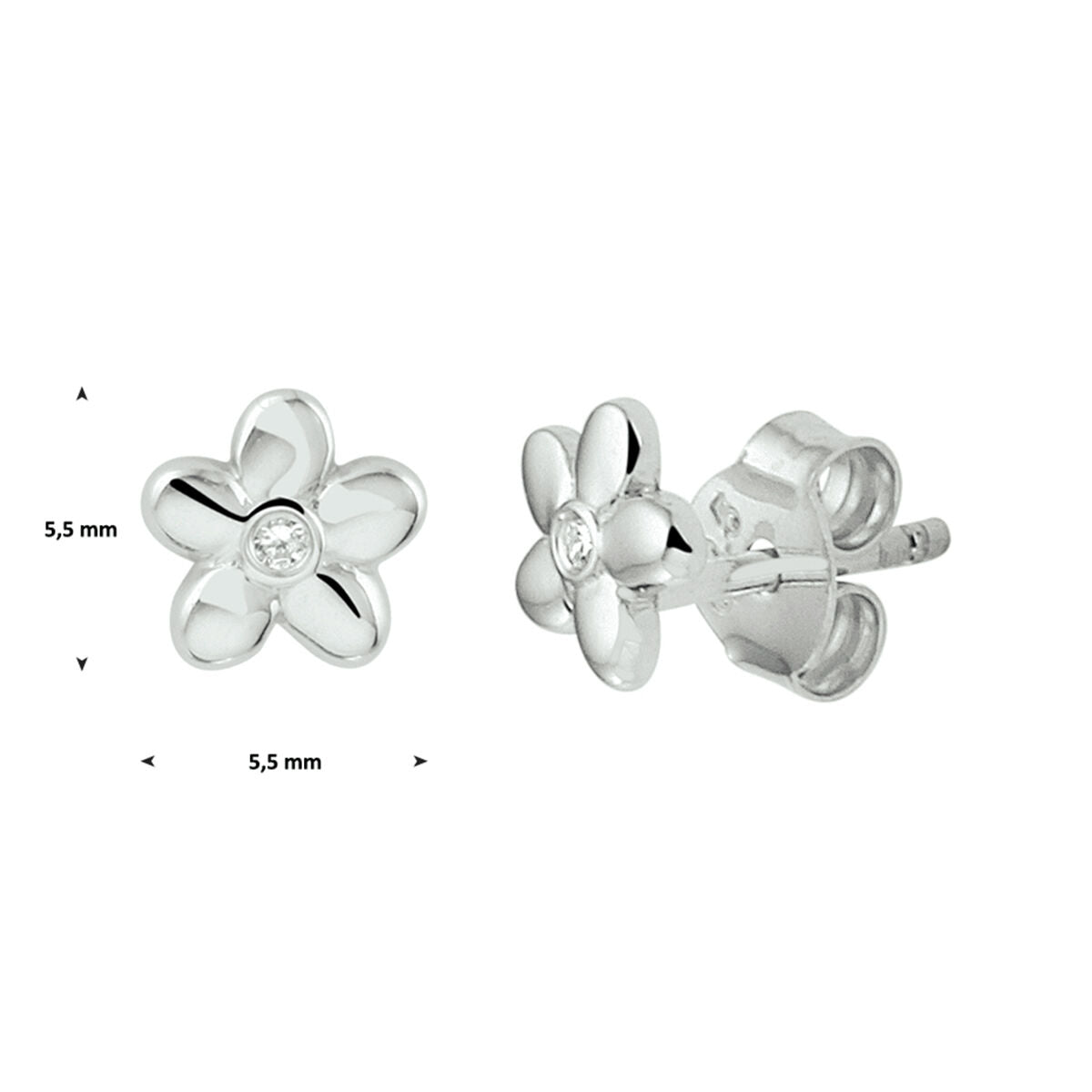 Ohrstecker Blume Zirkonia Silber rhodiniert