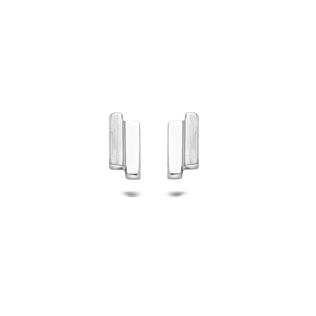 Ohrstecker poliert/matt 10,3 mm Silber rhodiniert