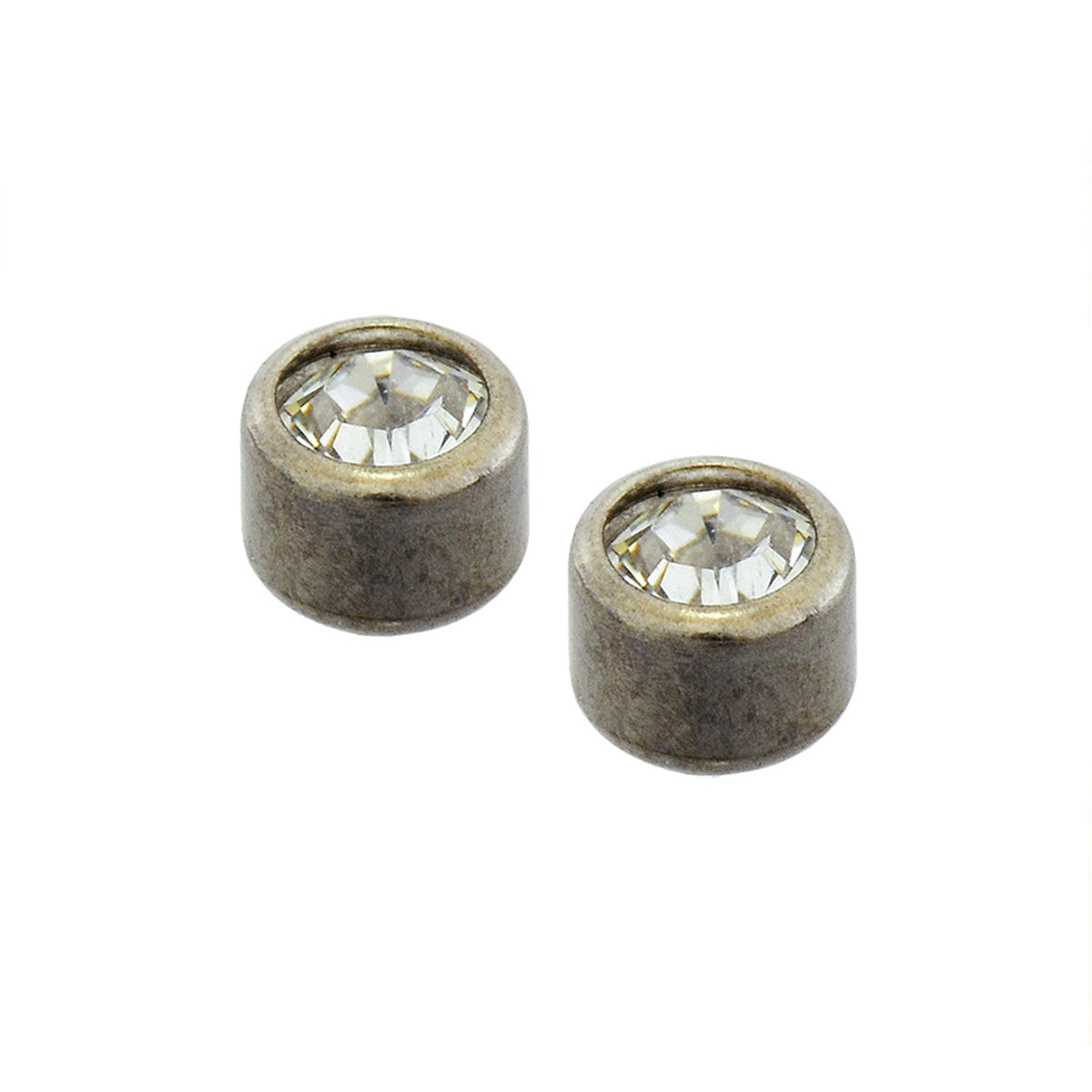 zweerknopjes titanium wit kristal