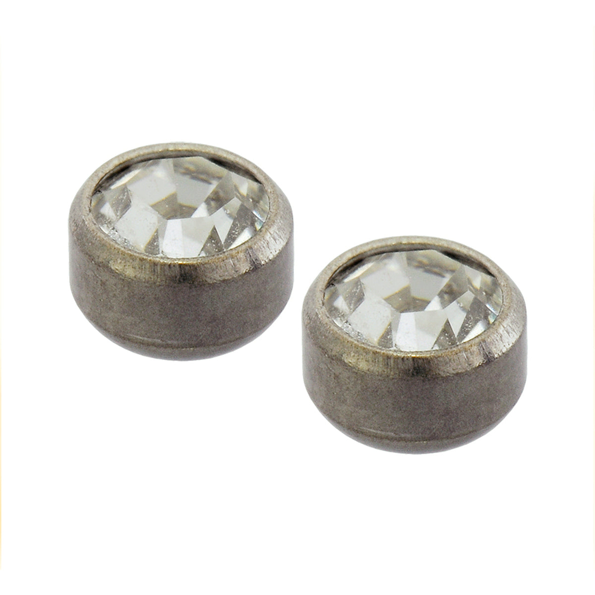 zweerknopjes titanium wit kristal