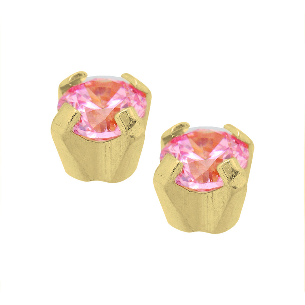 Zweerknopje 18 krt. goud roze zirkonia