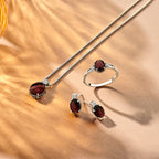 Ohrstecker Granat und Zirkonia 10,5 mm Silber rhodiniert