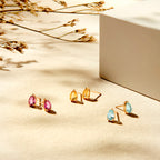 Ohrstecker Blautopas 14K Gelbgold