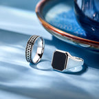 zegelring massief onyx 13 x 11 mm zilver wit