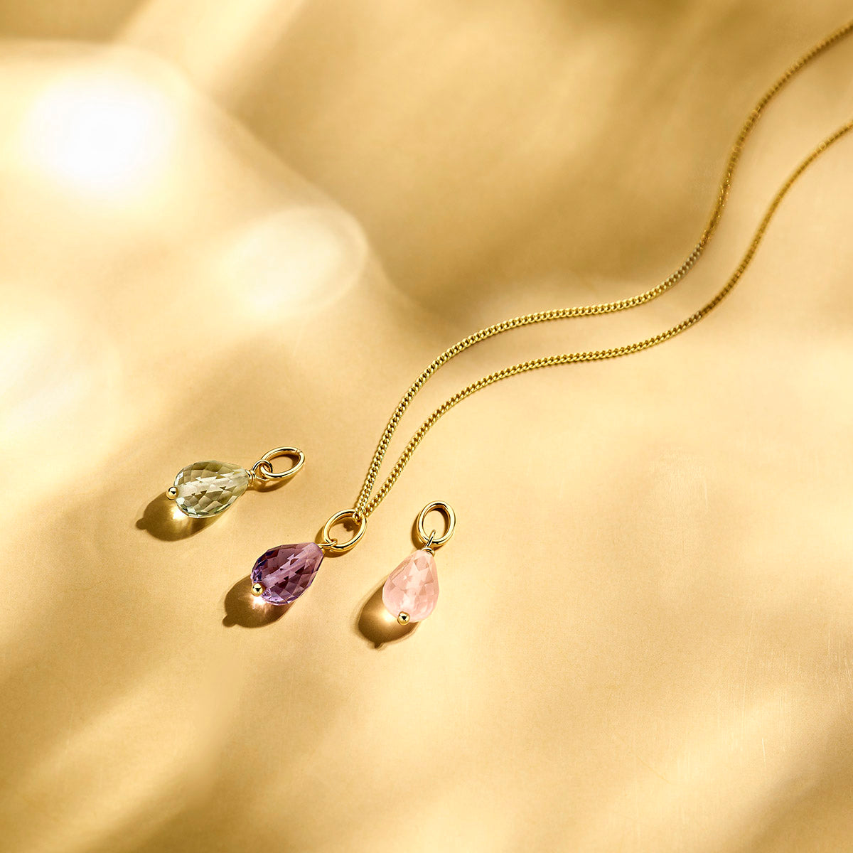 Anhänger Amethyst 15 mm 14K Gelbgold