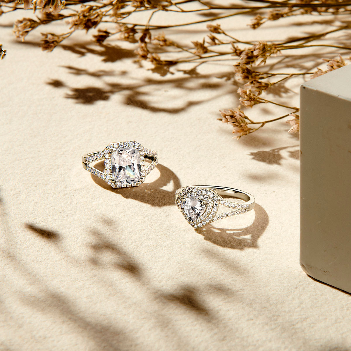 Ring Herz Zirkonia Silber rhodiniert