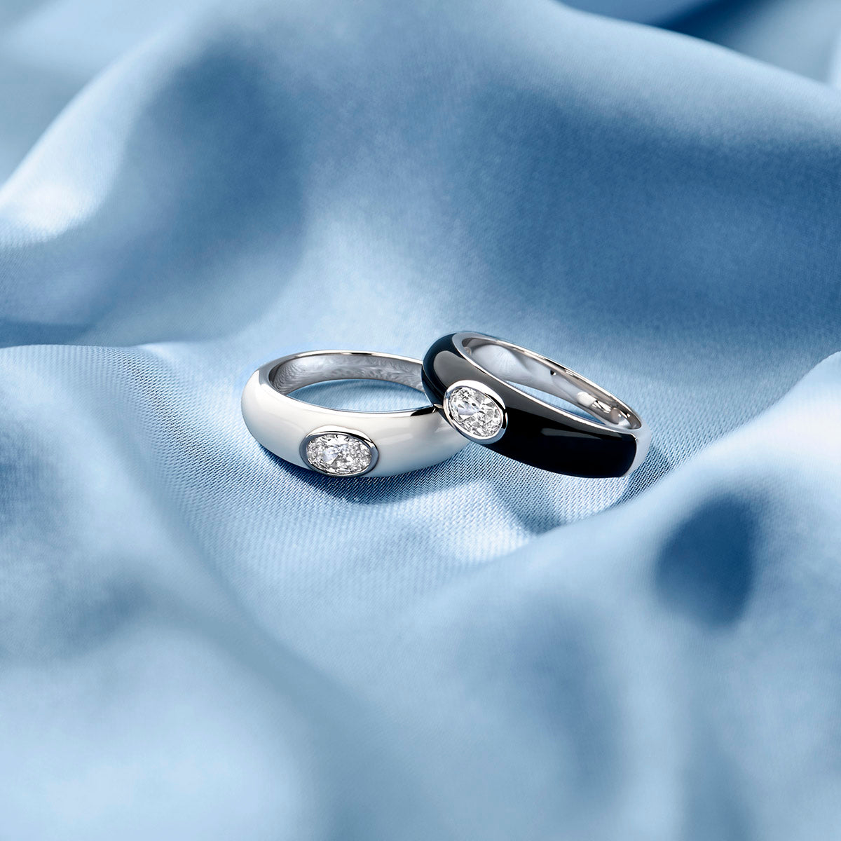 ring zwart emaille en zirkonia zilver gerhodineerd