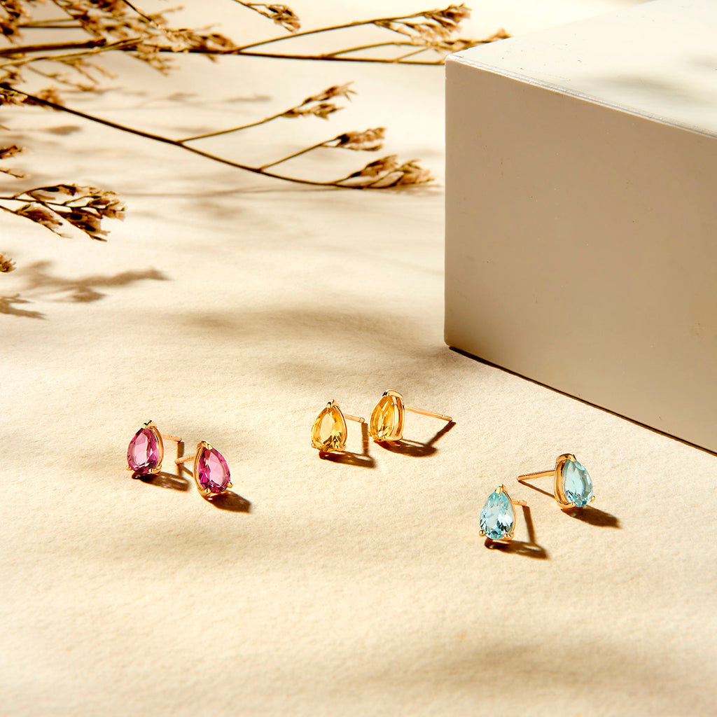 Ohrstecker rosa Topas 14K Gelbgold