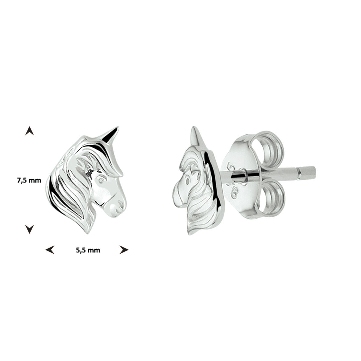 Ohrstecker aus rhodiniertem Einhorn-Silber