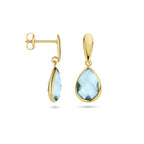oorhangers blauw topaas 20 mm 14K geelgoud