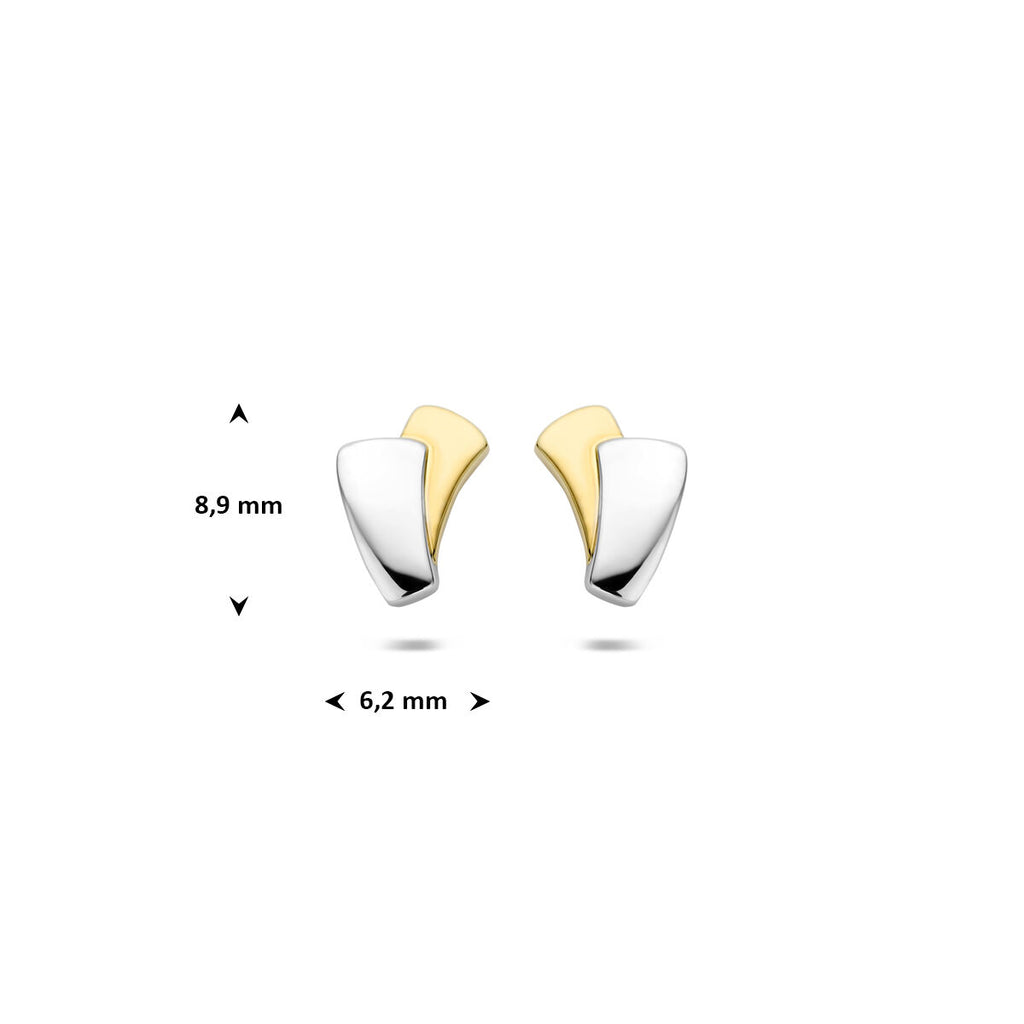oorknoppen 14K bicolor goud geel/wit