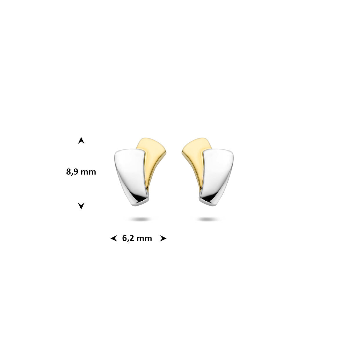 oorknoppen 14K bicolor goud geel/wit