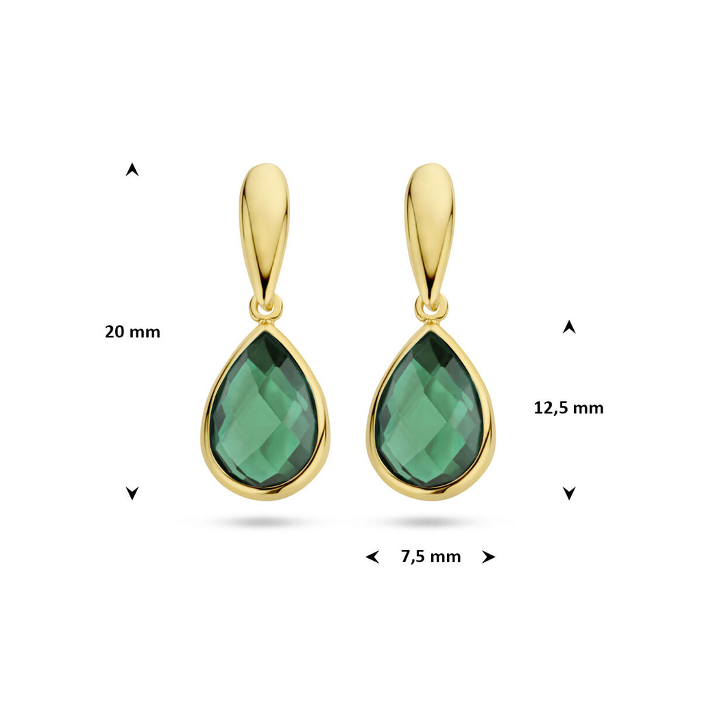 oorhangers groen agaat 20 mm 14K geelgoud