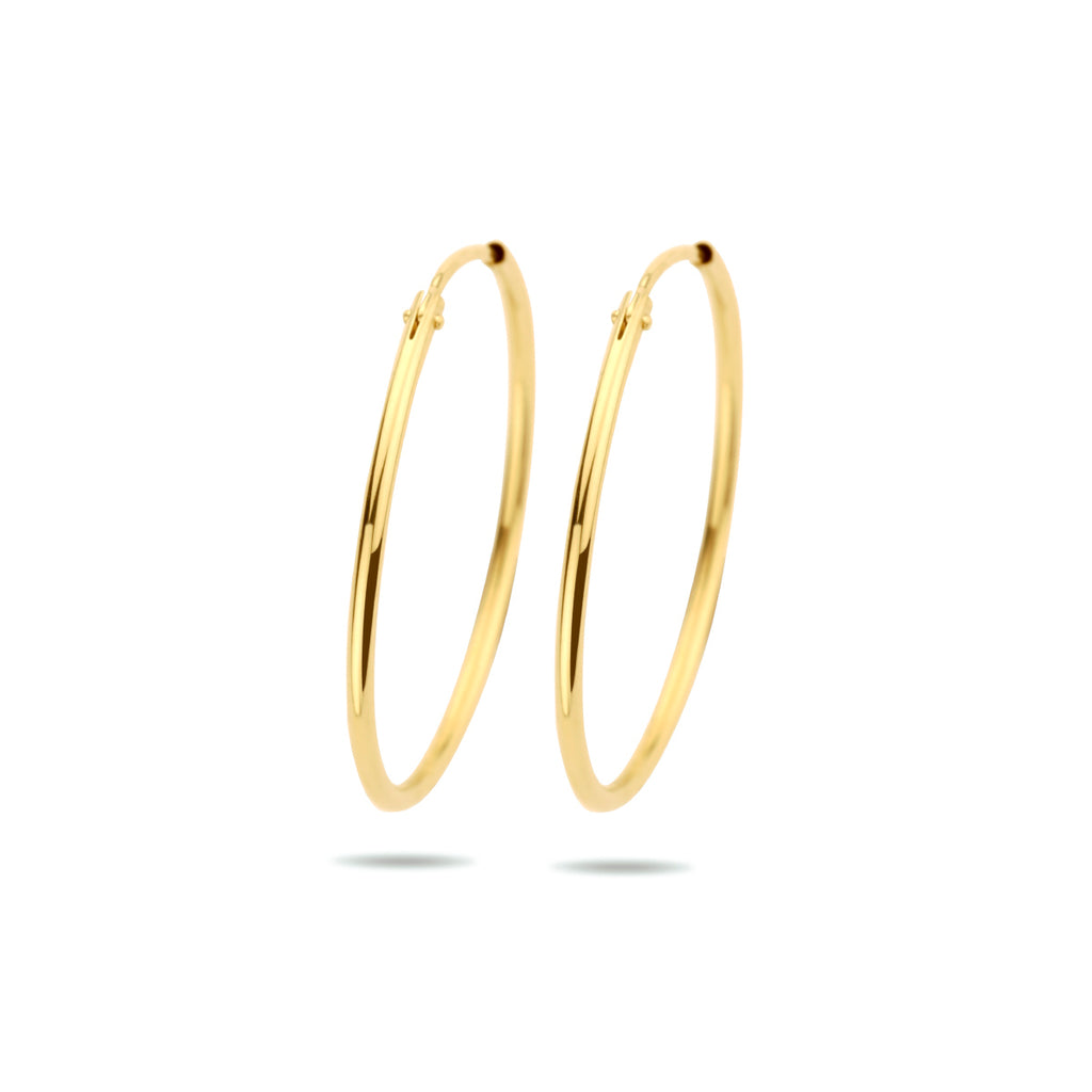 9k oorringen ronde buis 1,5 mm 9k geelgoud kleurig