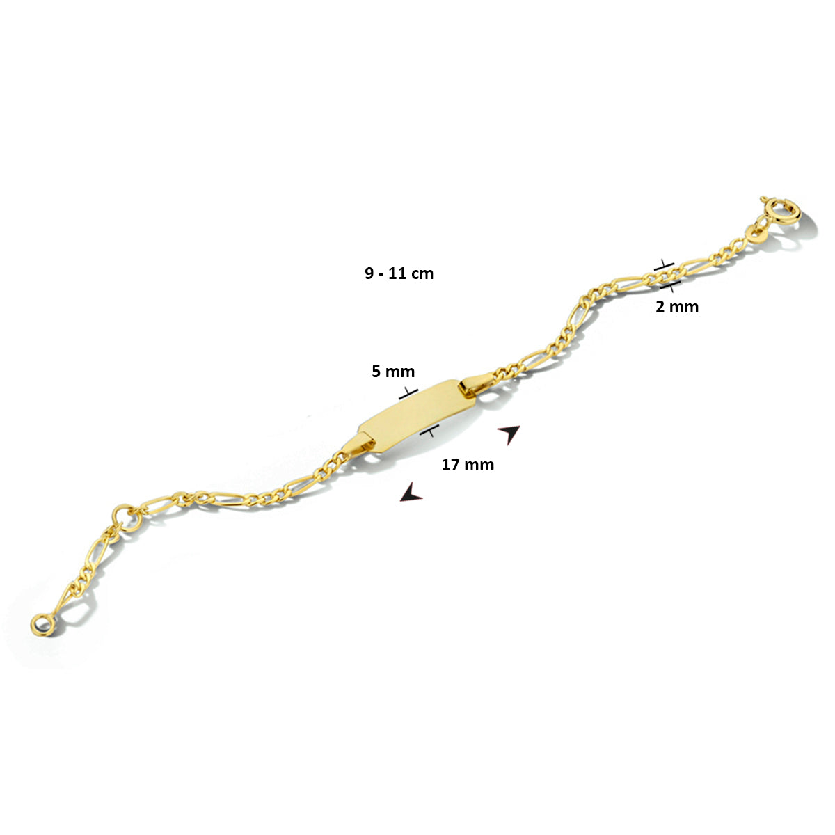 9k graveerarmband plaat 5,0 mm  9 - 11 cm 9k geelgoud kleurig