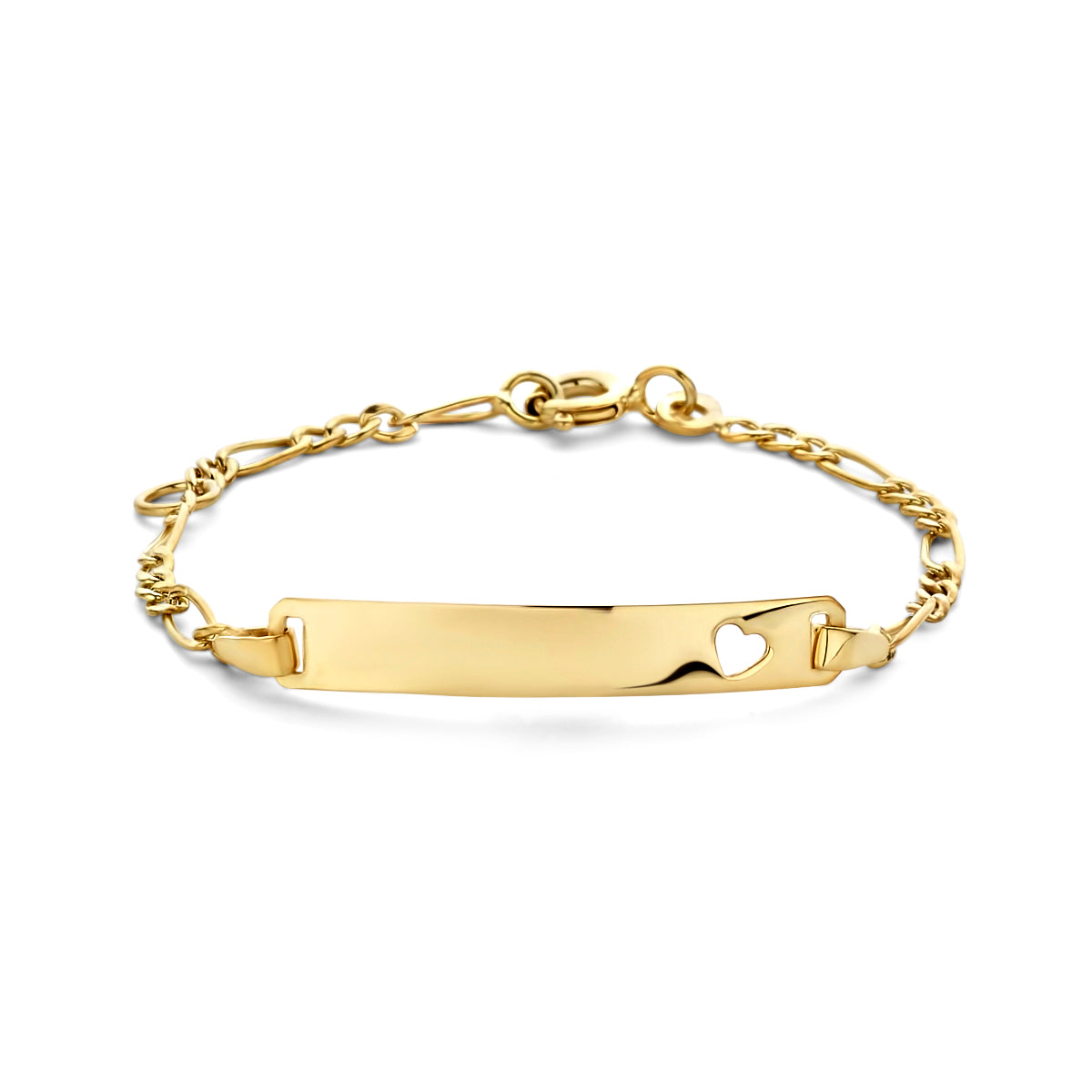 9k graveerarmband hart plaat 4,0 mm 9k geelgoud kleurig