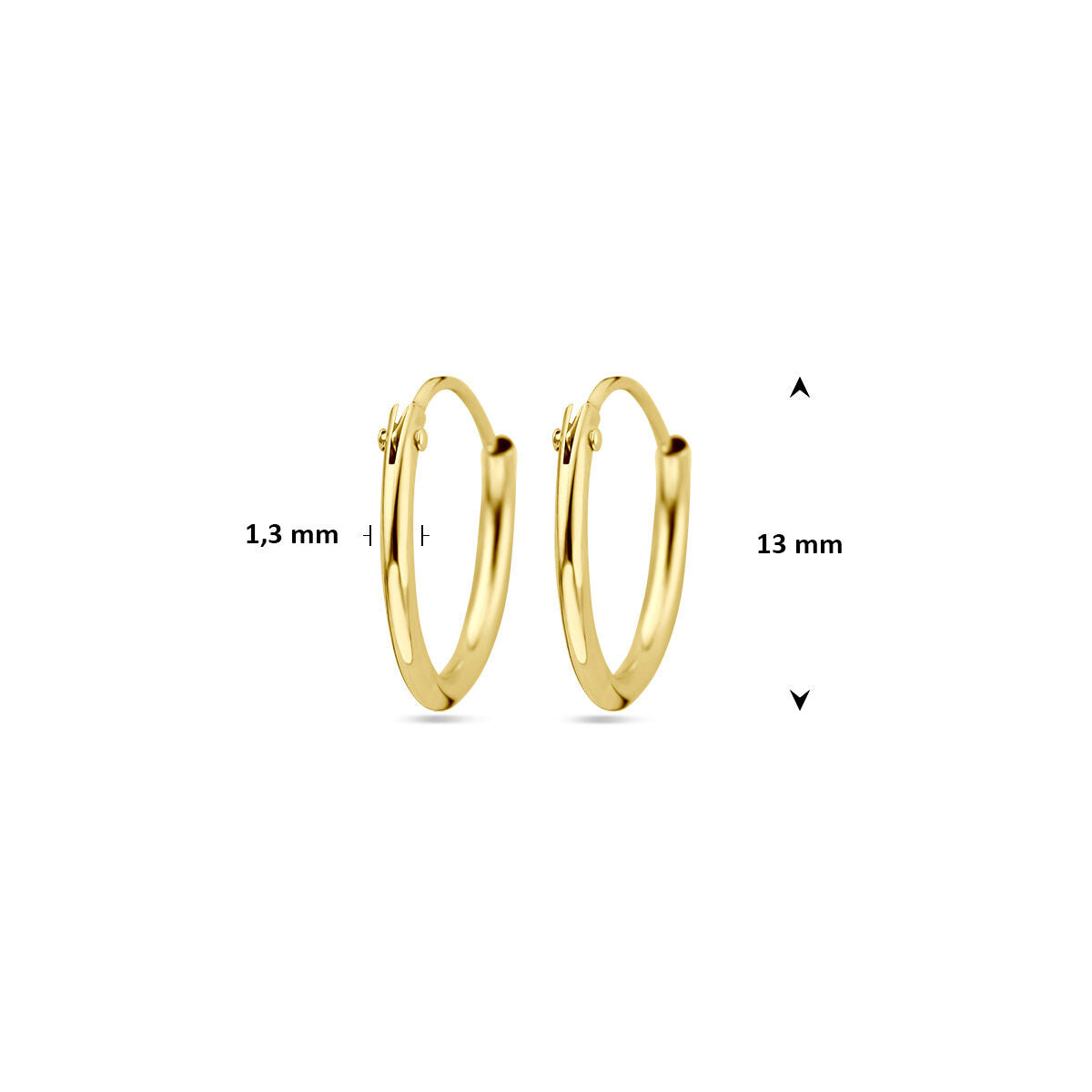 Ohrringe 1,3 mm Rundrohr 14K Gelbgold