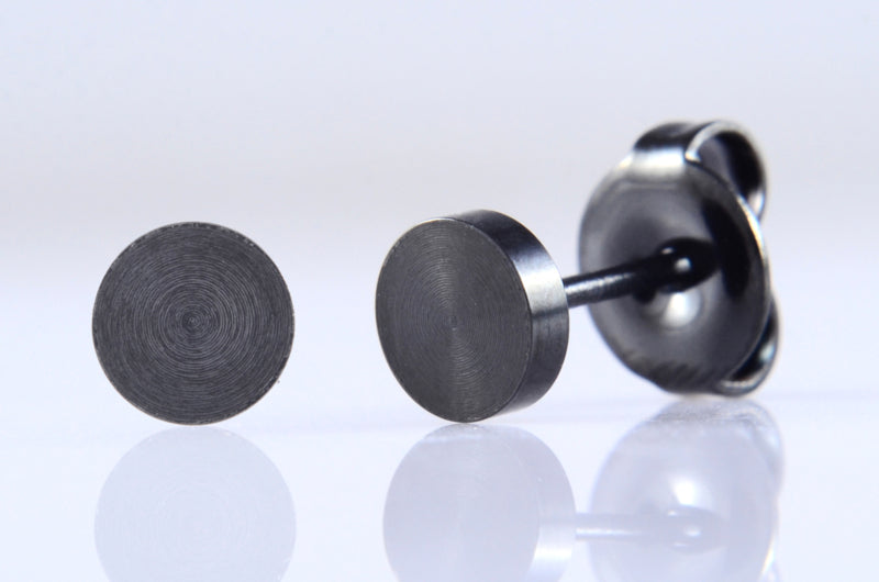 Ohrstecker schwarz flach 5 mm