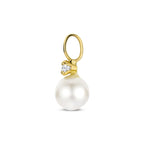 Anhänger Perle und Zirkonia 13 mm 14K Gelbgold
