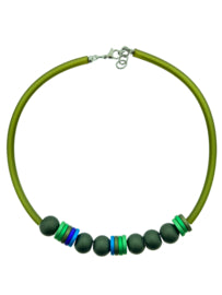 Rubber collier met bollen en schijven