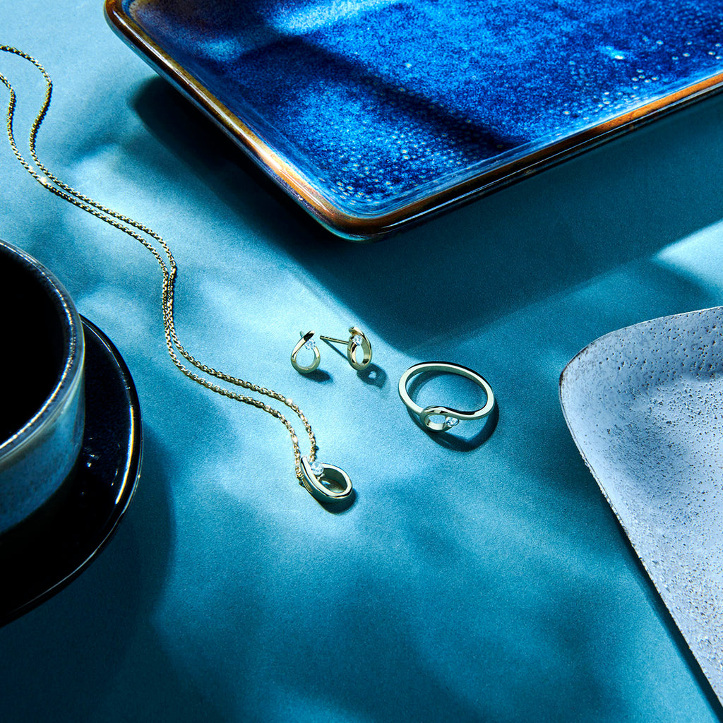 oorknoppen druppel zirkonia 14K geelgoud
