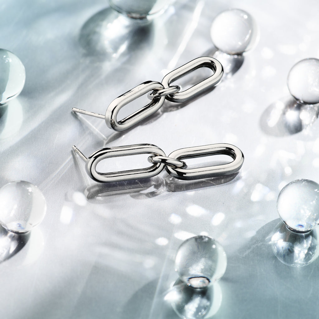 oorhangers paperclip ronde buis zilver gerhodineerd