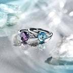 Ring-Trilogie Zirkonia und Blautopas Silber rhodiniert