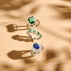 ring groen en wit zirkonia halo zilver gerhodineerd