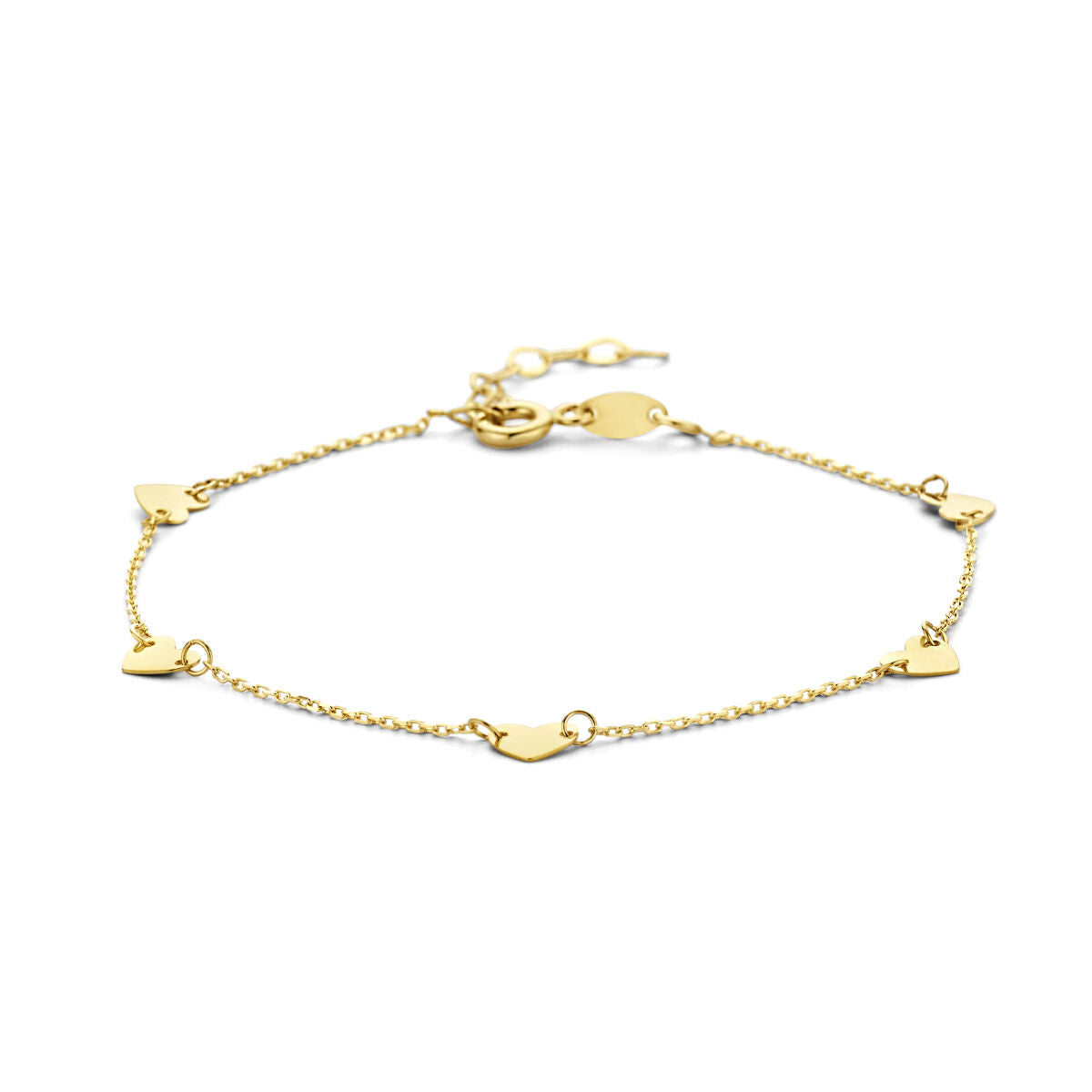 Armband Herzen 16,5 + 2 cm 14K Gelbgold