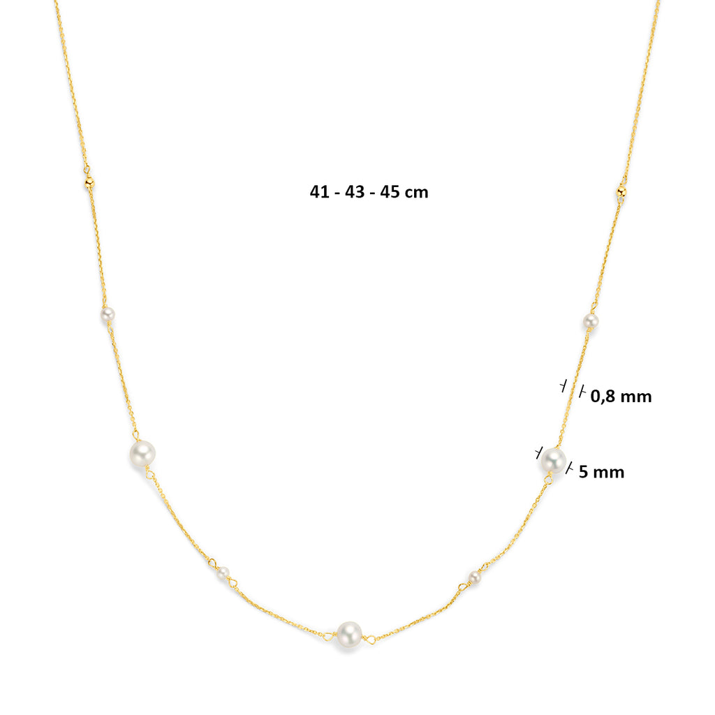 9k collier parels 41 - 43 - 45 cm