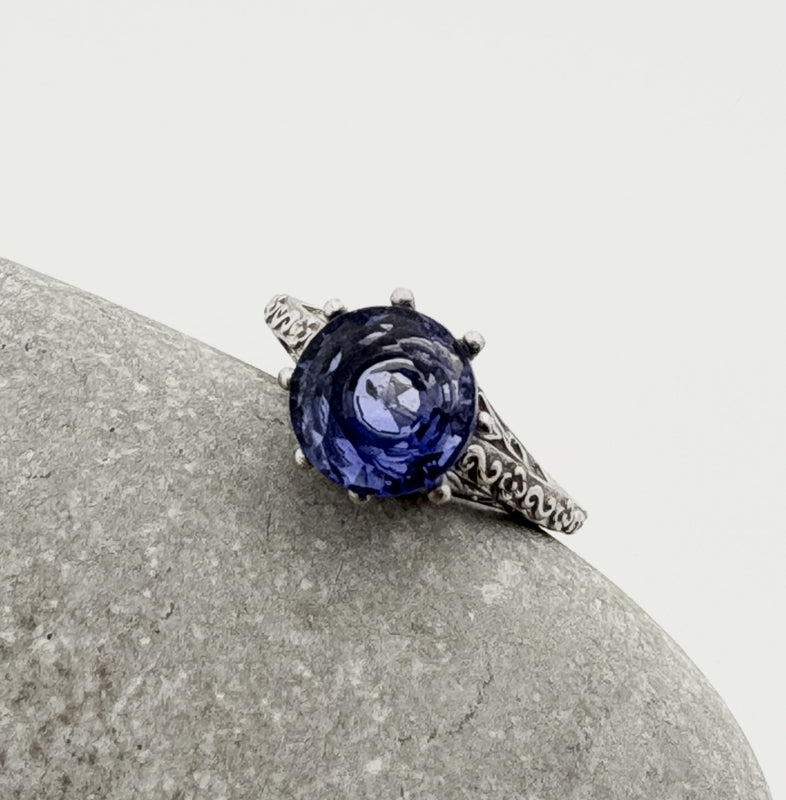 Handgemaakte zilveren saphire ring