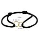 Armband Satin Schwarz Kreise 13 - 26 cm 14K Gold mit Gummi/Nylon/Leder