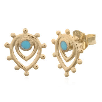 zilver vergulde oorknopjes met turkoois