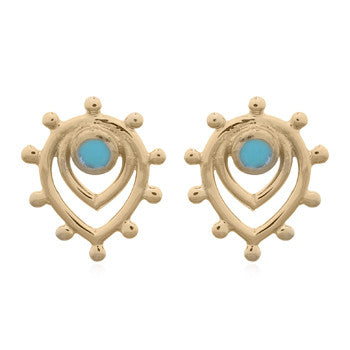 zilver vergulde oorknopjes met turkoois