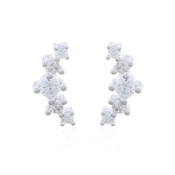 zilveren oorpiercing: zirkonia boogje