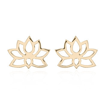 zilver vergulde oorknopjes: lotus