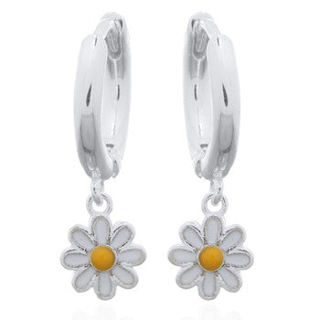 zilveren klapoorringen met bedeltje: bloemetje