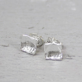 Zilveren vierkante oorstekers