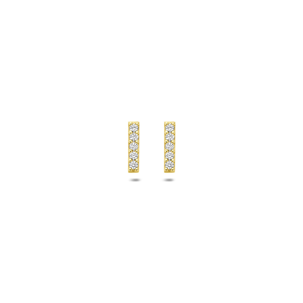 Ohrstecker Balken Zirkonia 8 mm 14K Gelbgold