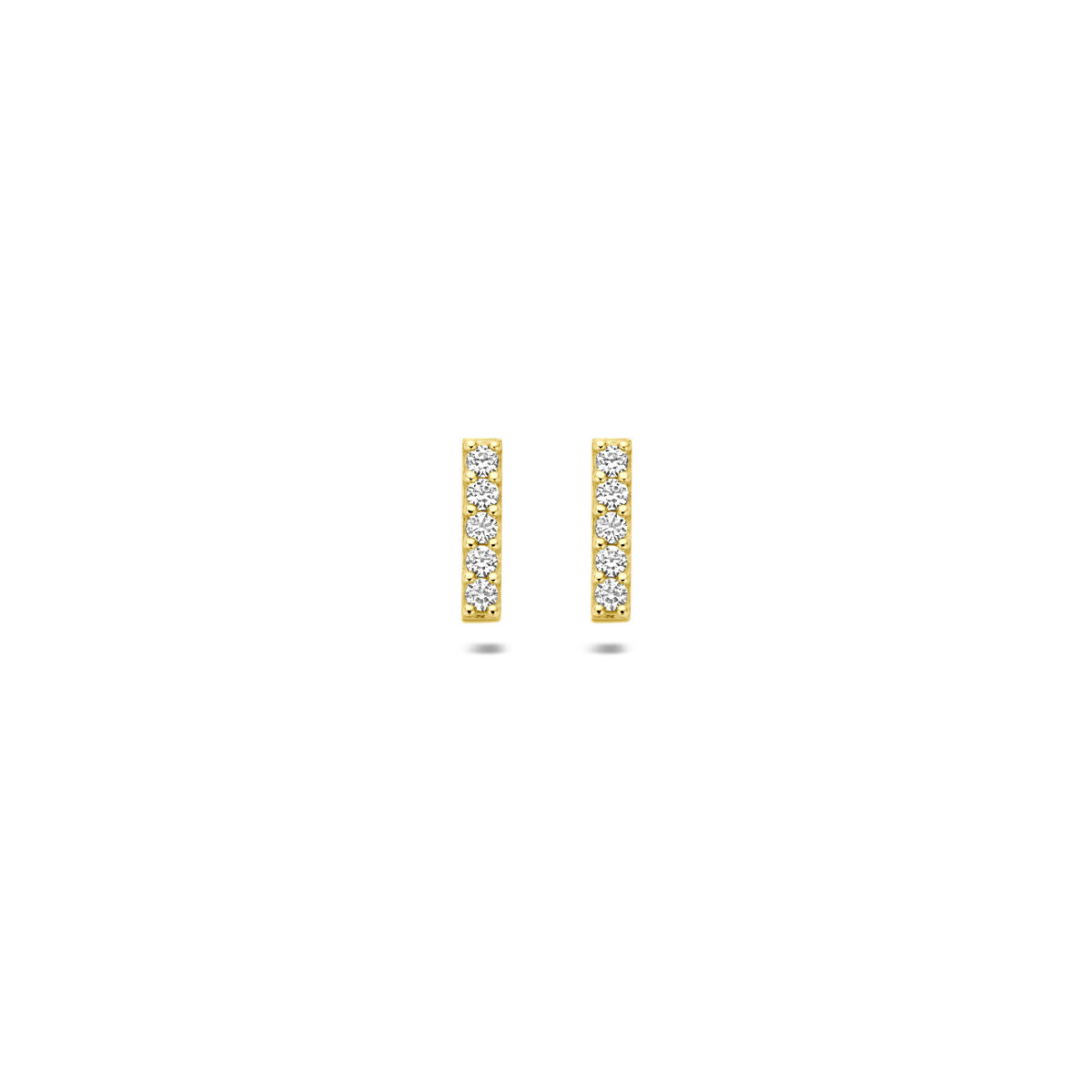 Ohrstecker Balken Zirkonia 8 mm 14K Gelbgold