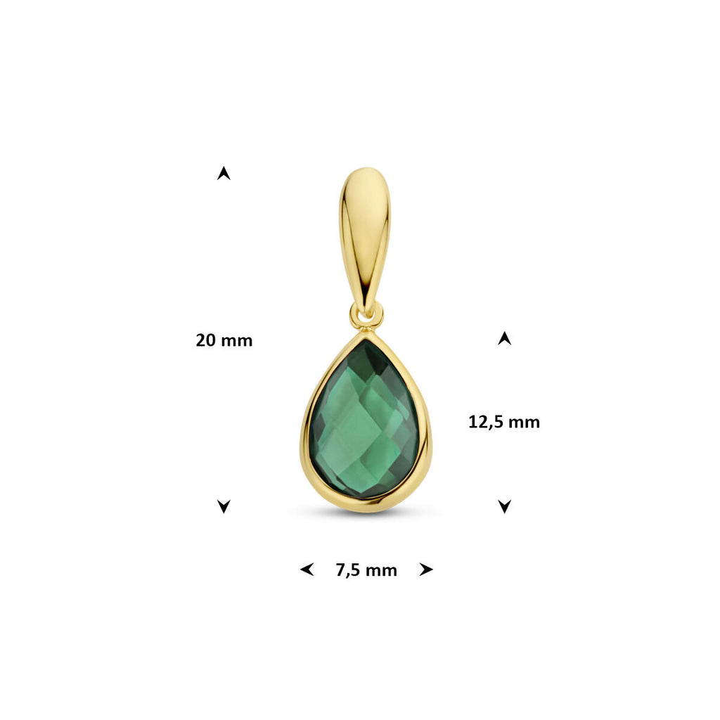 Anhänger grüner Achat 12,5 mm 14K Gelbgold