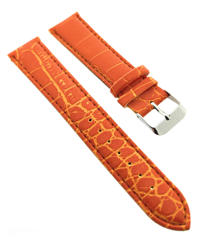 Horlogebandje 20 mm oranje croco